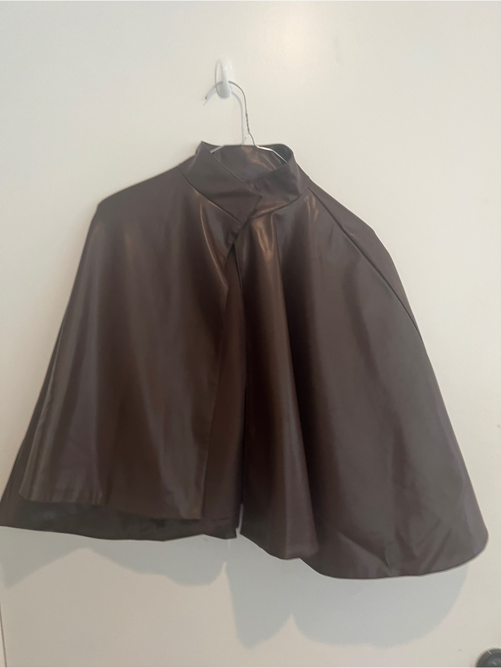 Anthropologie Chocolate Brown Faux Leather Swing Cape - Picture 2 of 4